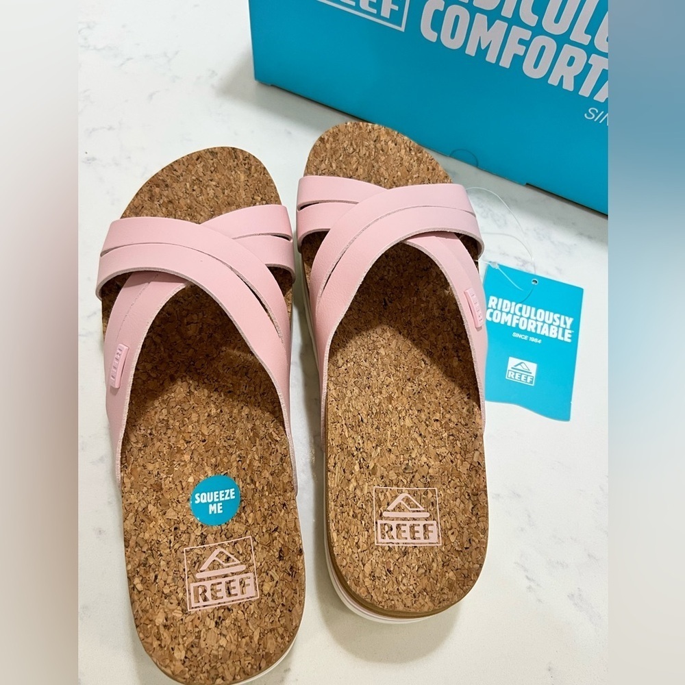 Reef Blush Pink Cork Slide Sandals - Picture 6 of 11